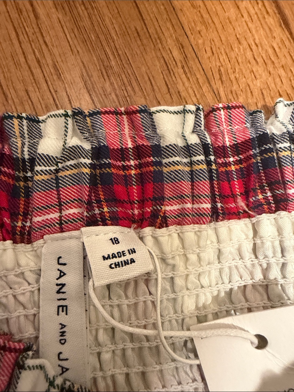 NWT Janie and Jack Red and cream Plaid Ruffle Smocked Girls' Skirt - Picture 5 of 6